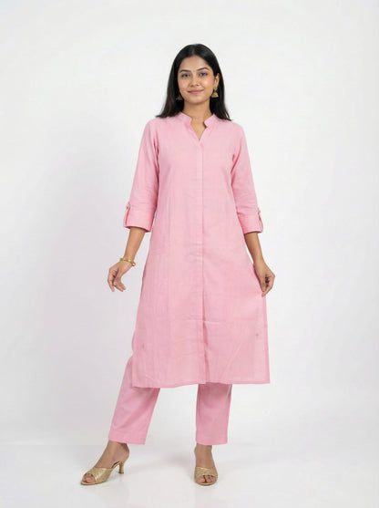 Solid Cotswool Kurta Set – Minimal Classic Co-ord