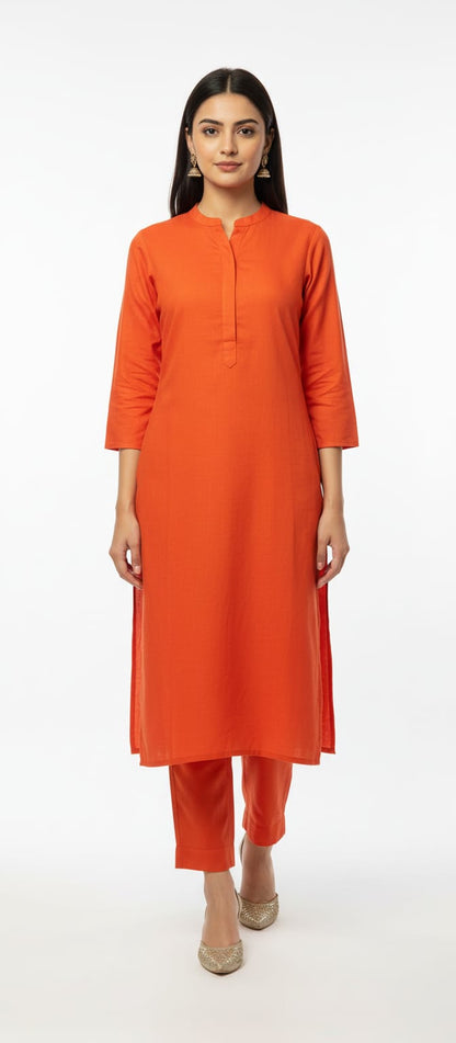 Solid Cotswool Kurta Set – Minimal Classic Co-ord