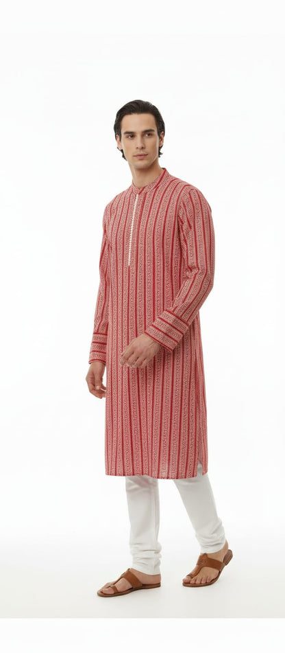 Ruhan Red Heritage Kurta