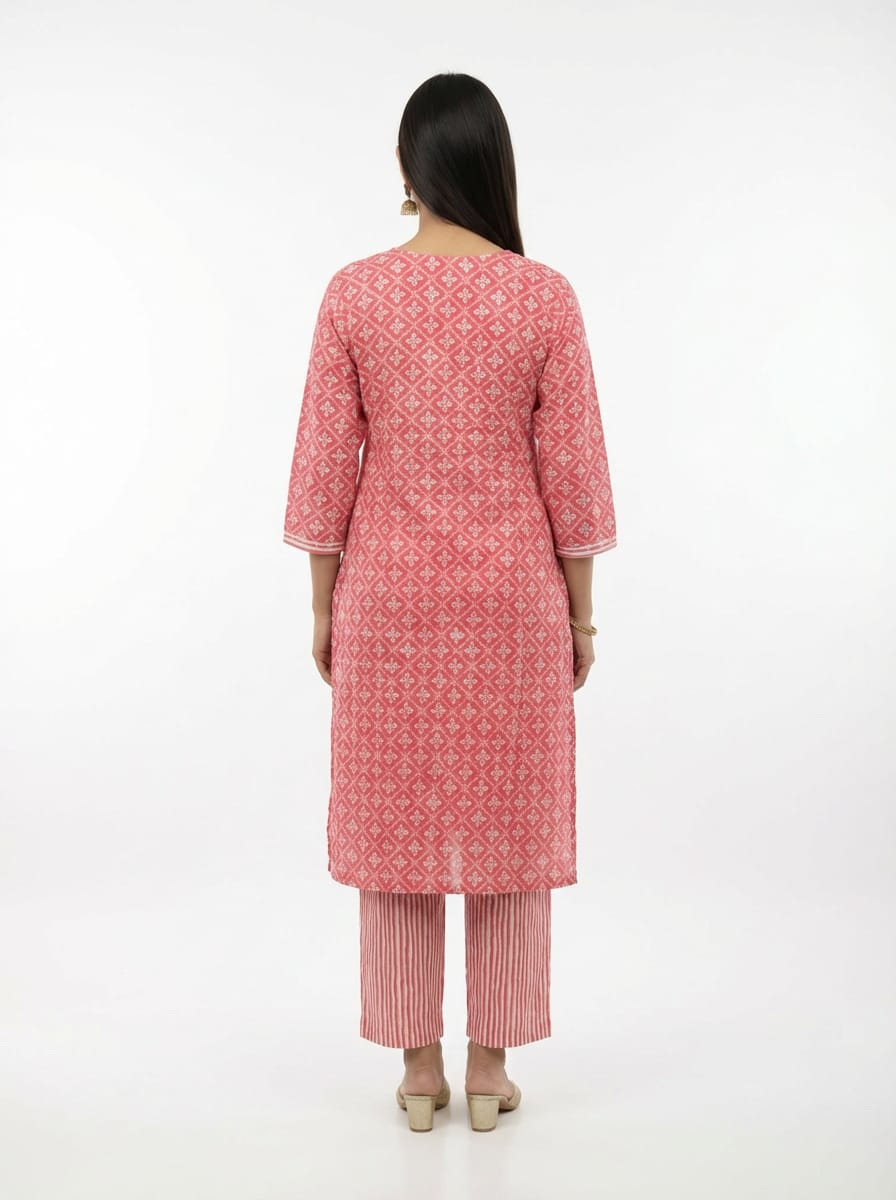 Aarini Peach Bloom Kurta Set