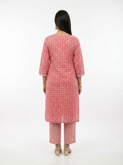 Aarini Peach Bloom Kurta Set