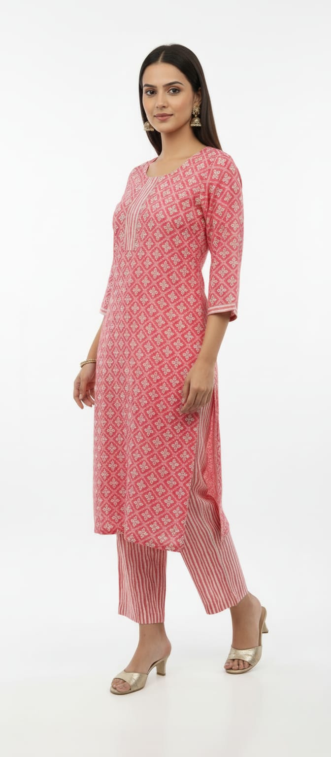 Aarini Peach Bloom Kurta Set