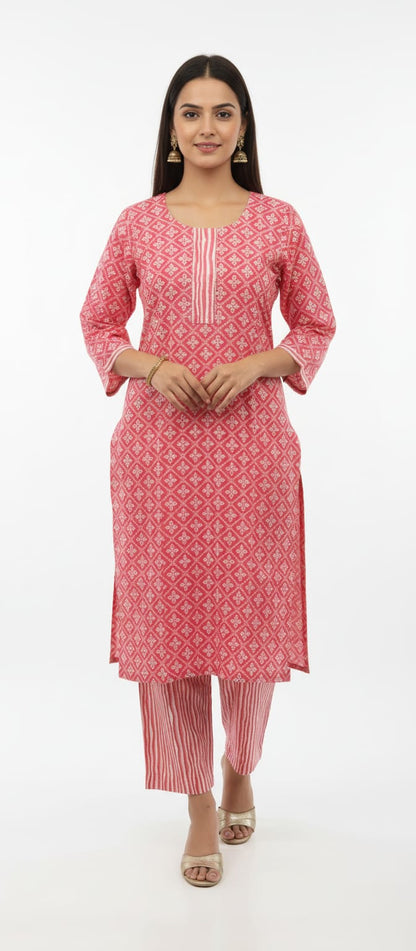 Aarini Peach Bloom Kurta Set