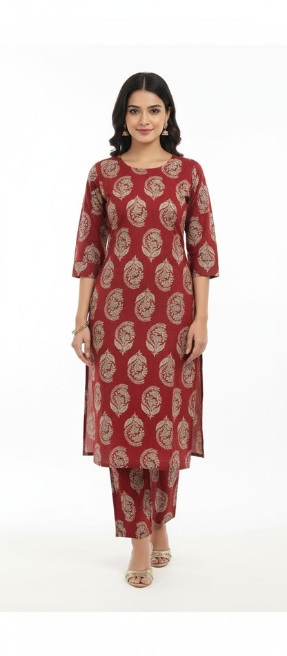 Ruhika Red Heritage Kurta Set