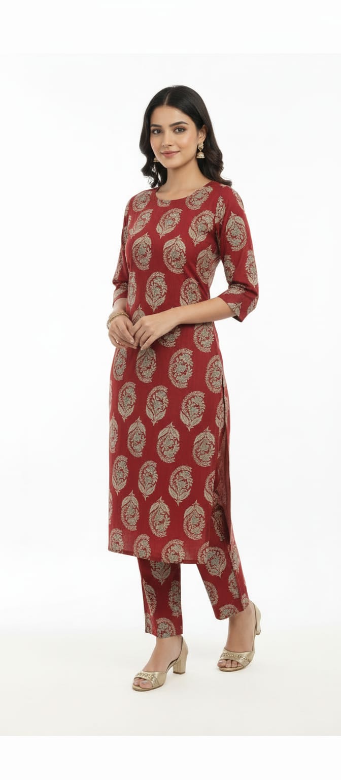 Ruhika Red Heritage Kurta Set