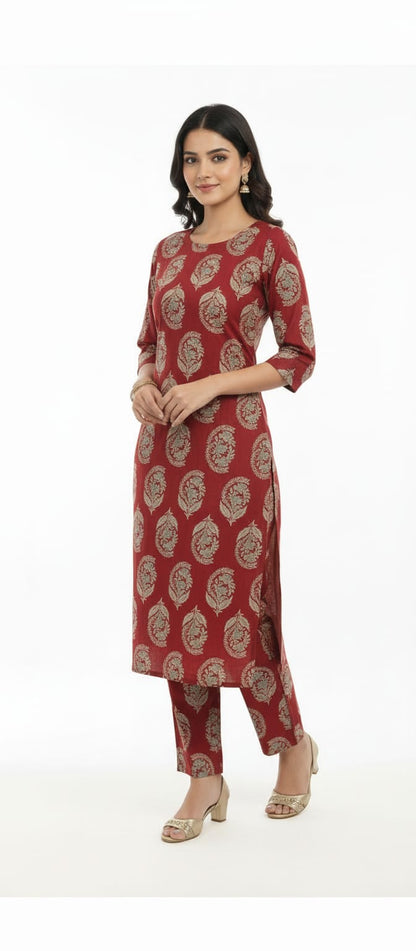 Ruhika Red Heritage Kurta Set