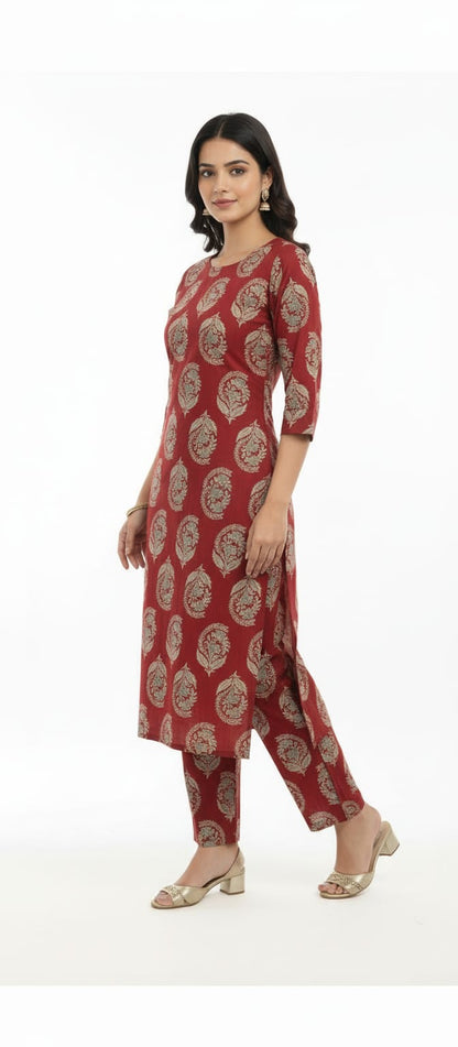 Ruhika Red Heritage Kurta Set