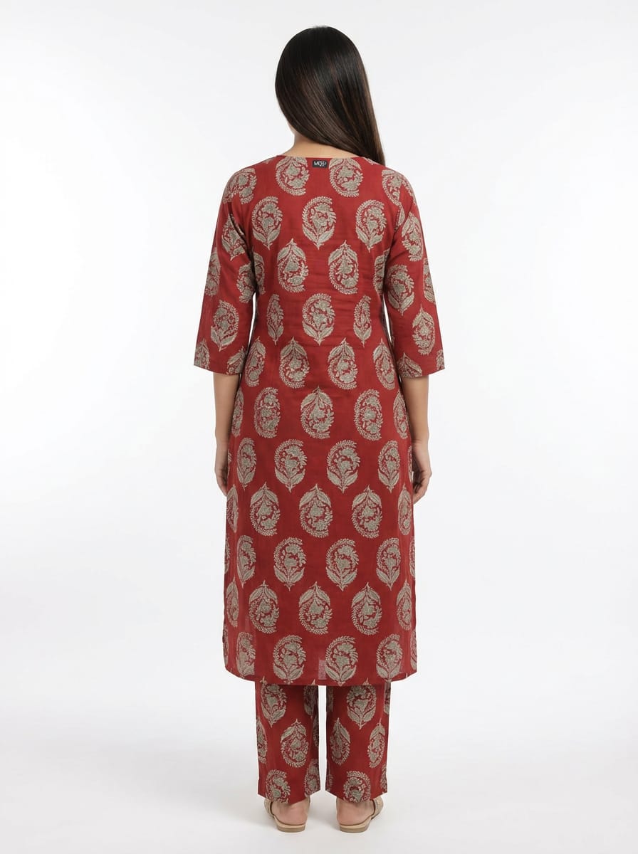 Ruhika Red Heritage Kurta Set