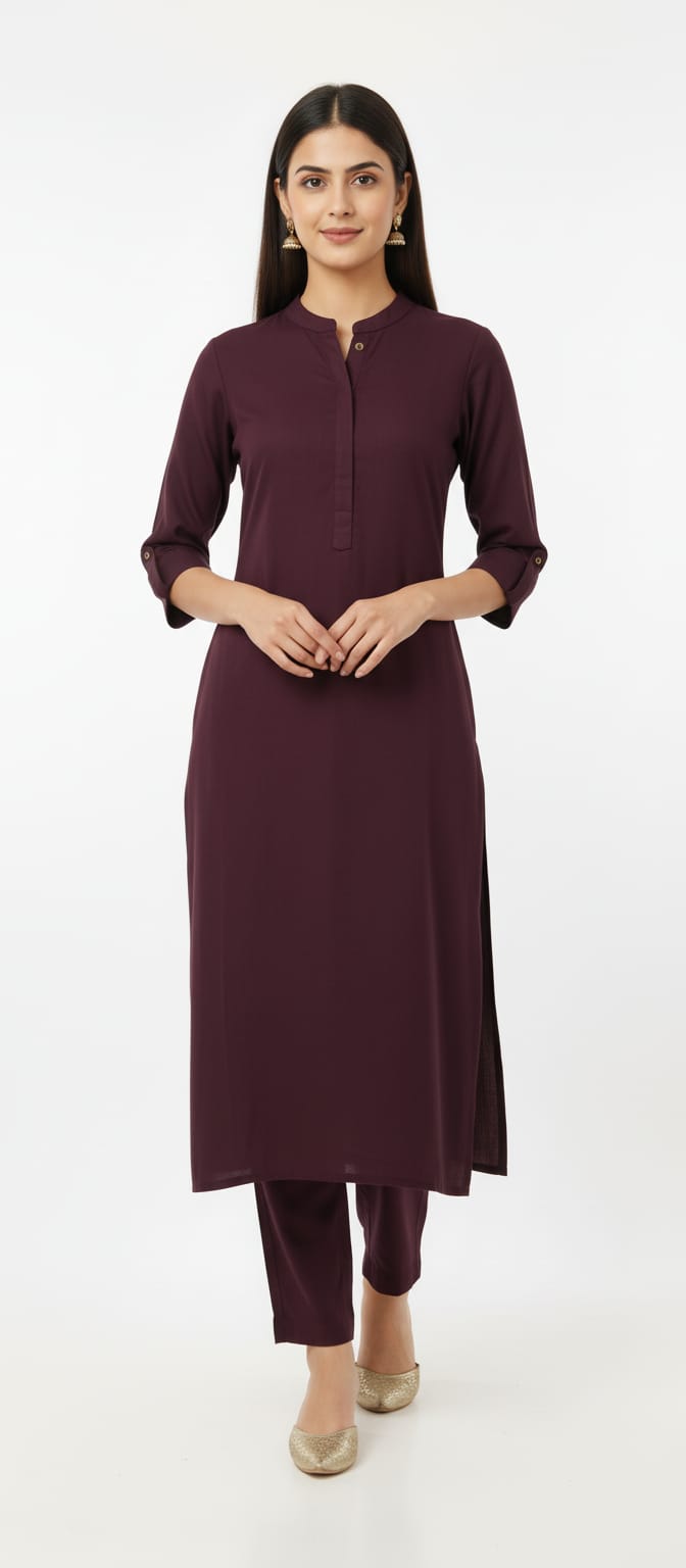 Solid Cotswool Kurta Set – Minimal Classic Co-ord