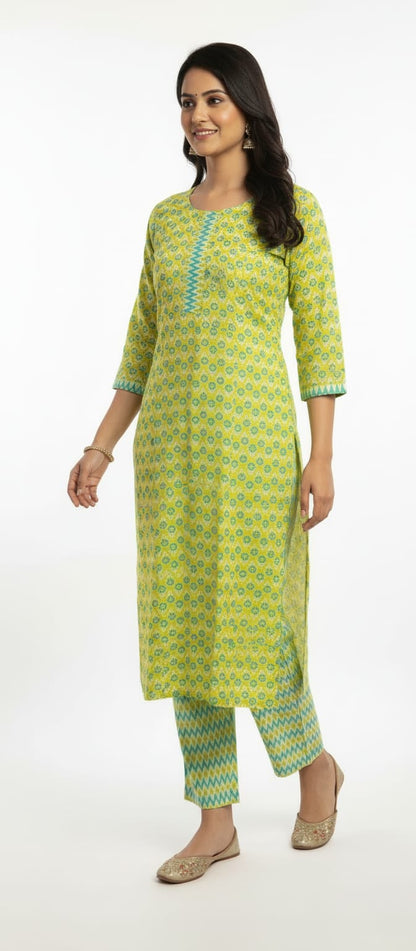 Vihana Yellow Bloom Kurta Set