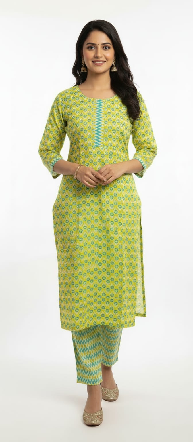 Vihana Yellow Bloom Kurta Set