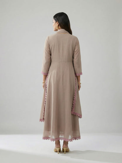 Aabha Beige Grace Anarkali Set